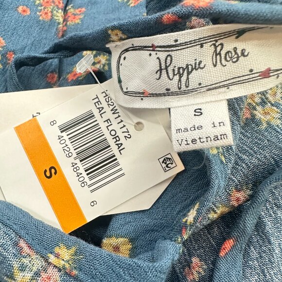 NEW! Hippie Rose Tank Top Sleeveless Small Teal‎ Floral Rayon Relaxed Fit - Picture 3 of 12